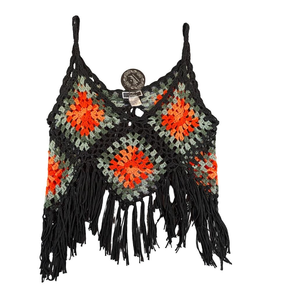 NWT Vivid Crochet Fringe Festival Tank Top XL